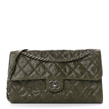 Chanel Crumpled Grained Calfskin Jumbo CC Crave Flap Green 1 of 11