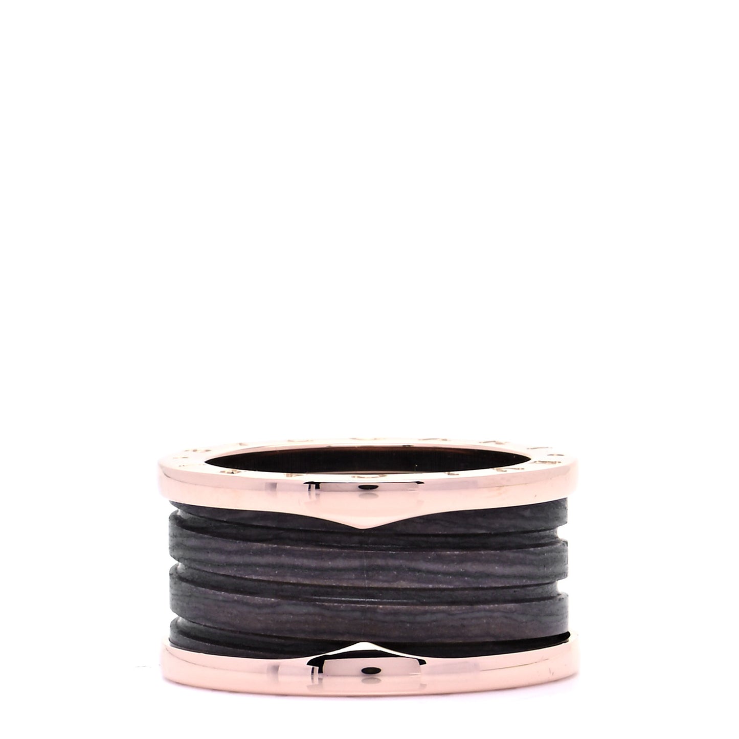 18K Rose Gold Brown Marble B.Zero1 Four-Band Ring 57 8