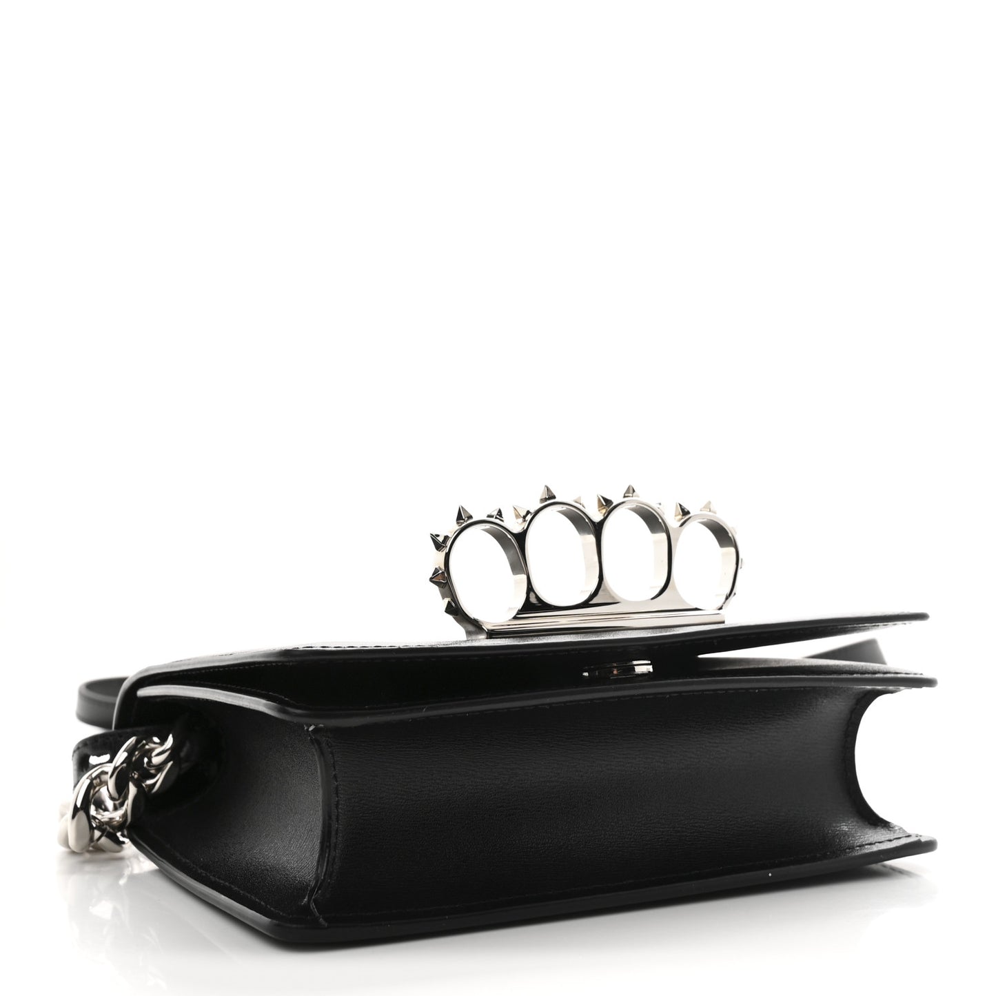 Smooth Calfskin Mini The Four Ring Knuckle Chain Shoulder Bag Black