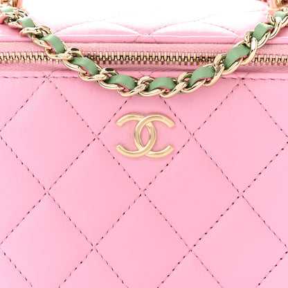 Chanel Lambskin Quilted Small Top Handle Vanity Case With Chain Lilac Light Green 8 of 11