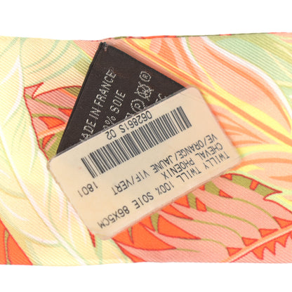 Hermes Silk Cheval Phoenix Twilly Orange Jaune Vif Vert 2 of 4