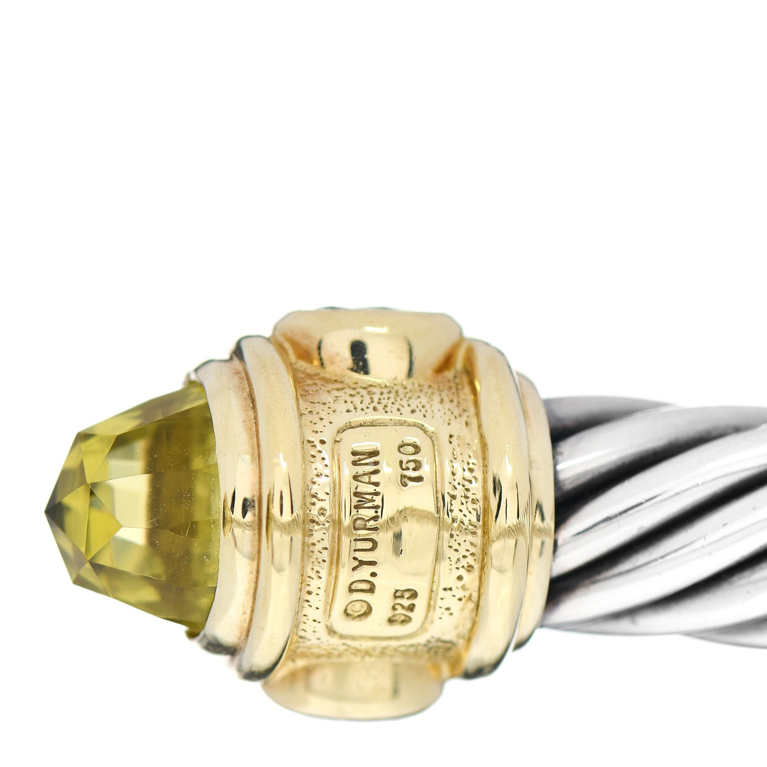 David Yurman Sterling Silver 14K Yellow Gold Peridot Prasiolite Citrine 10mm Cable Renaissance Bracelet 3 of 3