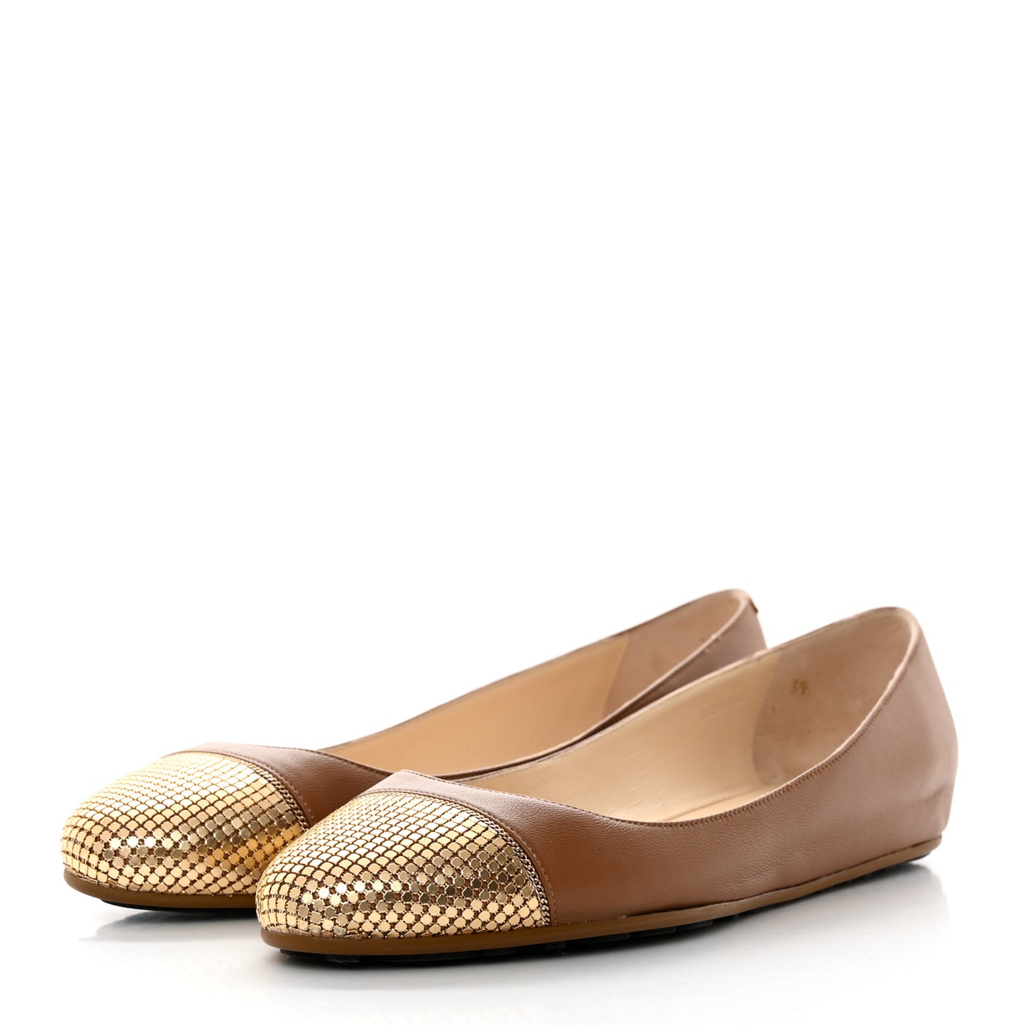 Nappa Metal Mesh Waine Ballet Flats 39 Canyon Gold