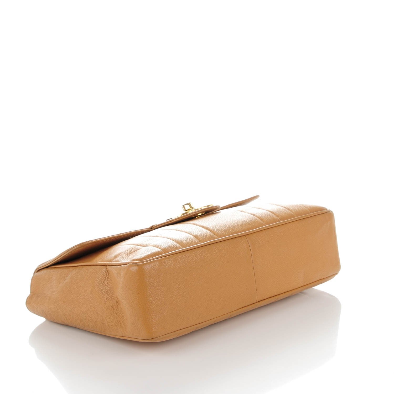Chanel Caviar Vertical Quilted Jumbo Single Flap Beige 4 of 9