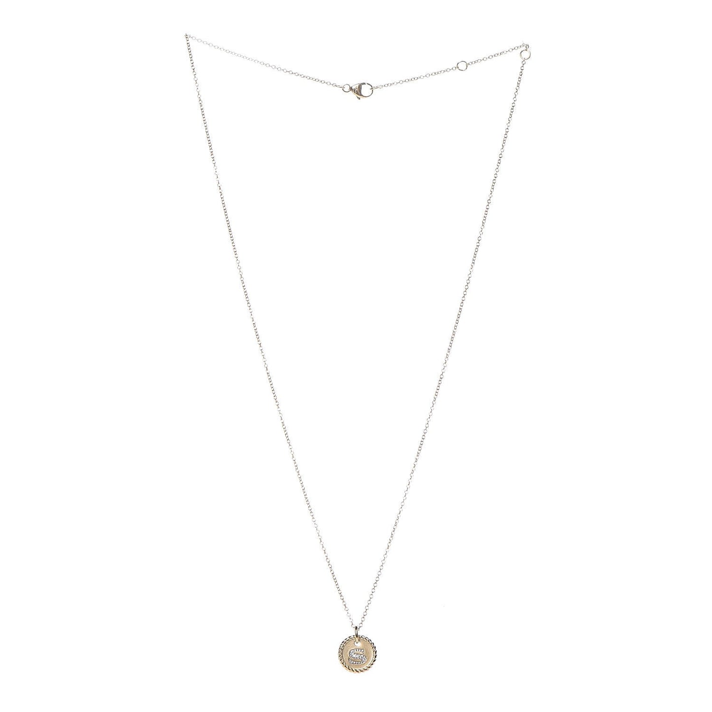 18K Yellow Gold Diamond Initial S Charm Necklace