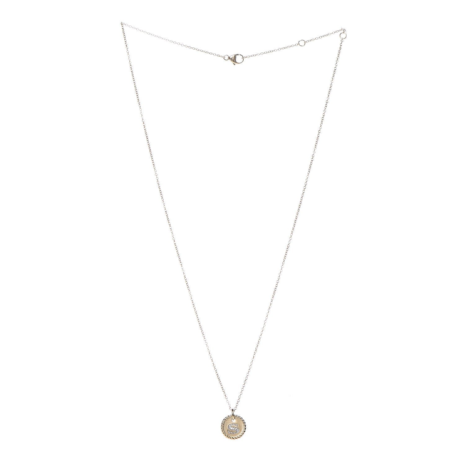 David Yurman 18K Yellow Gold Diamond Initial S Charm Necklace 3 of 6