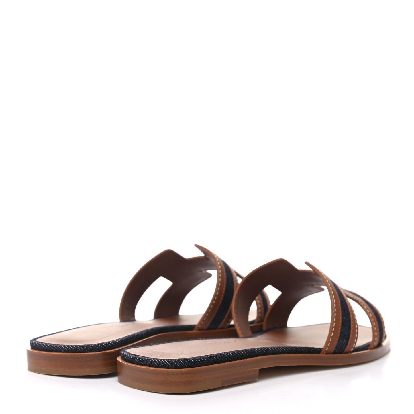 Calfskin Denim Oran Sandals 36 Bleu Brut Gold
