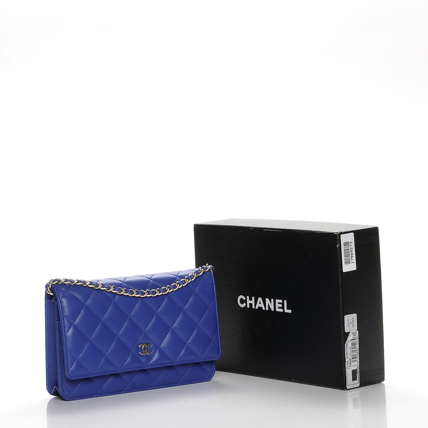 Lambskin Quilted Wallet On Chain WOC Dark Blue