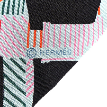 Hermes Silk Cavalcadour Morning Twilly Black Rouge Vert 4 of 4