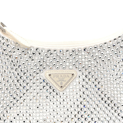 Prada Satin Crystal Mini Re-Edition 2000 Bag White 8 of 11
