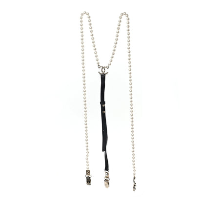 Chanel Calfskin Pearl CC Suspenders XL Black Pearly White 2 of 3