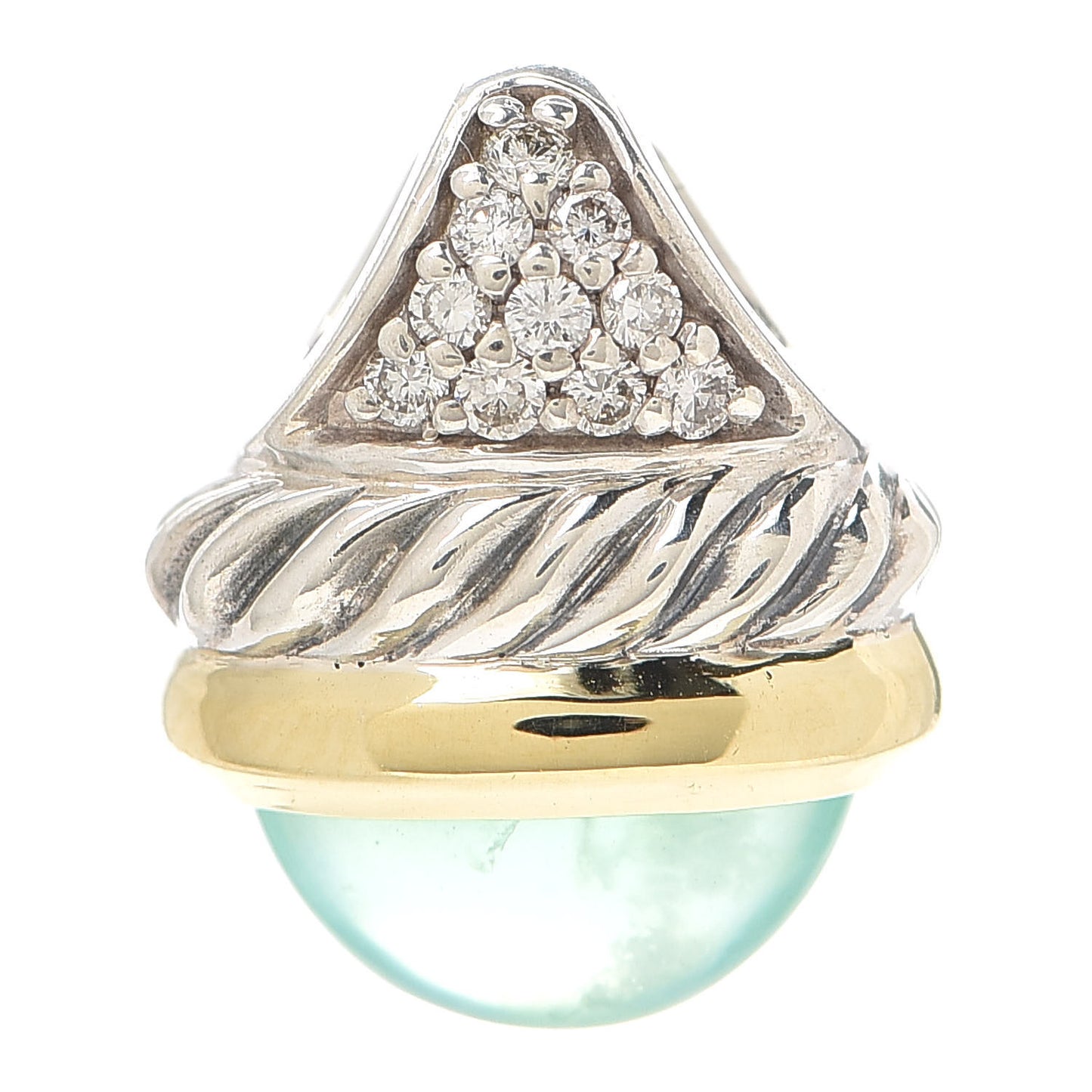 Sterling Silver 18K Yellow Gold Diamond Chalcedony Acorn Pendant