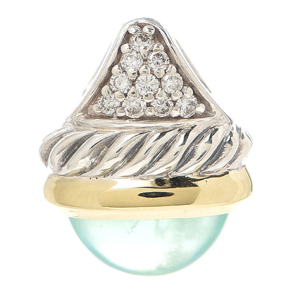David Yurman Sterling Silver 18K Yellow Gold Diamond Chalcedony Acorn Pendant 1 of 3