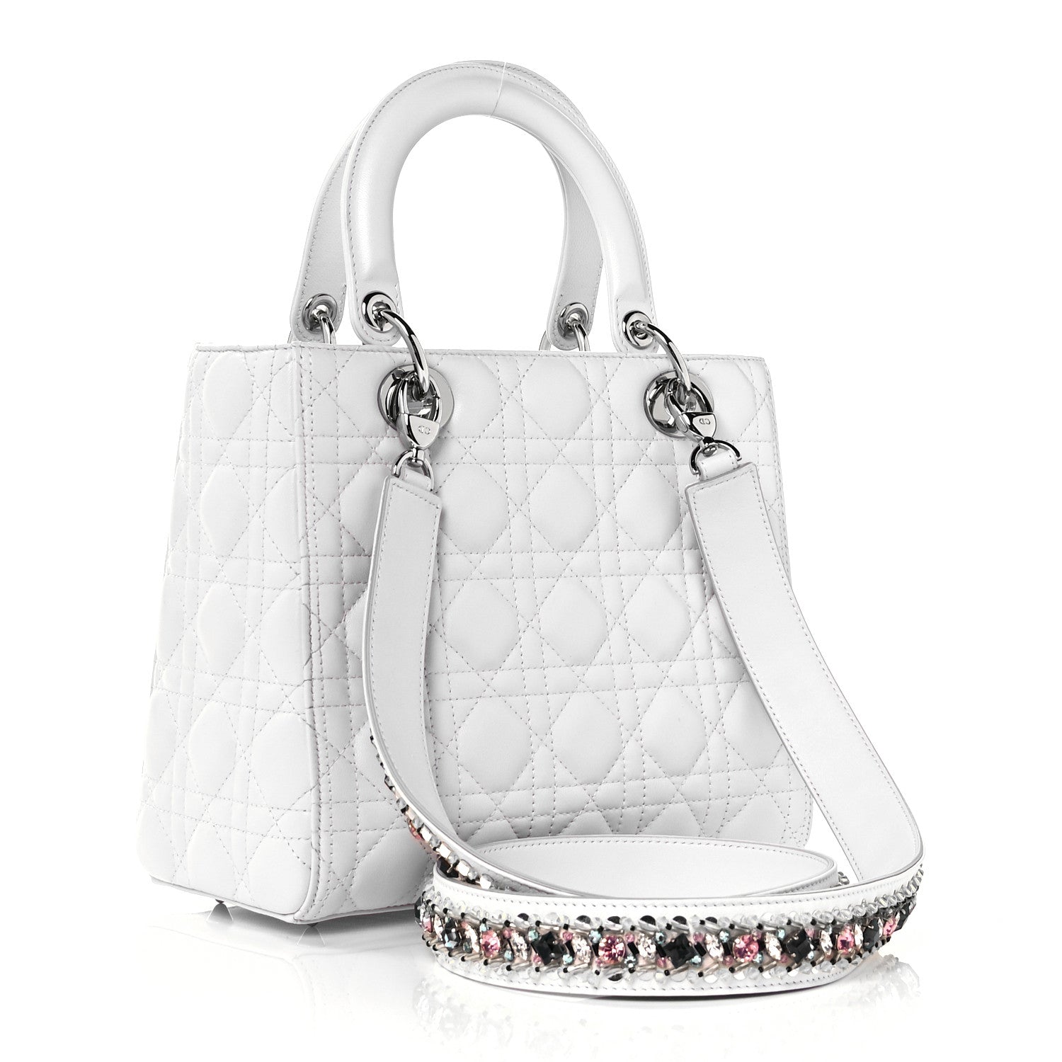 Christian Dior Lambskin Cannage Medium Lady Dior White 3 of 10