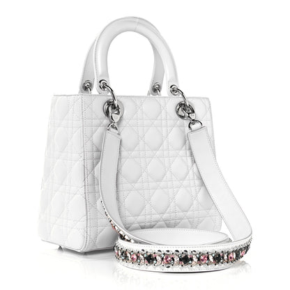 Christian Dior Lambskin Cannage Medium Lady Dior White 3 of 10