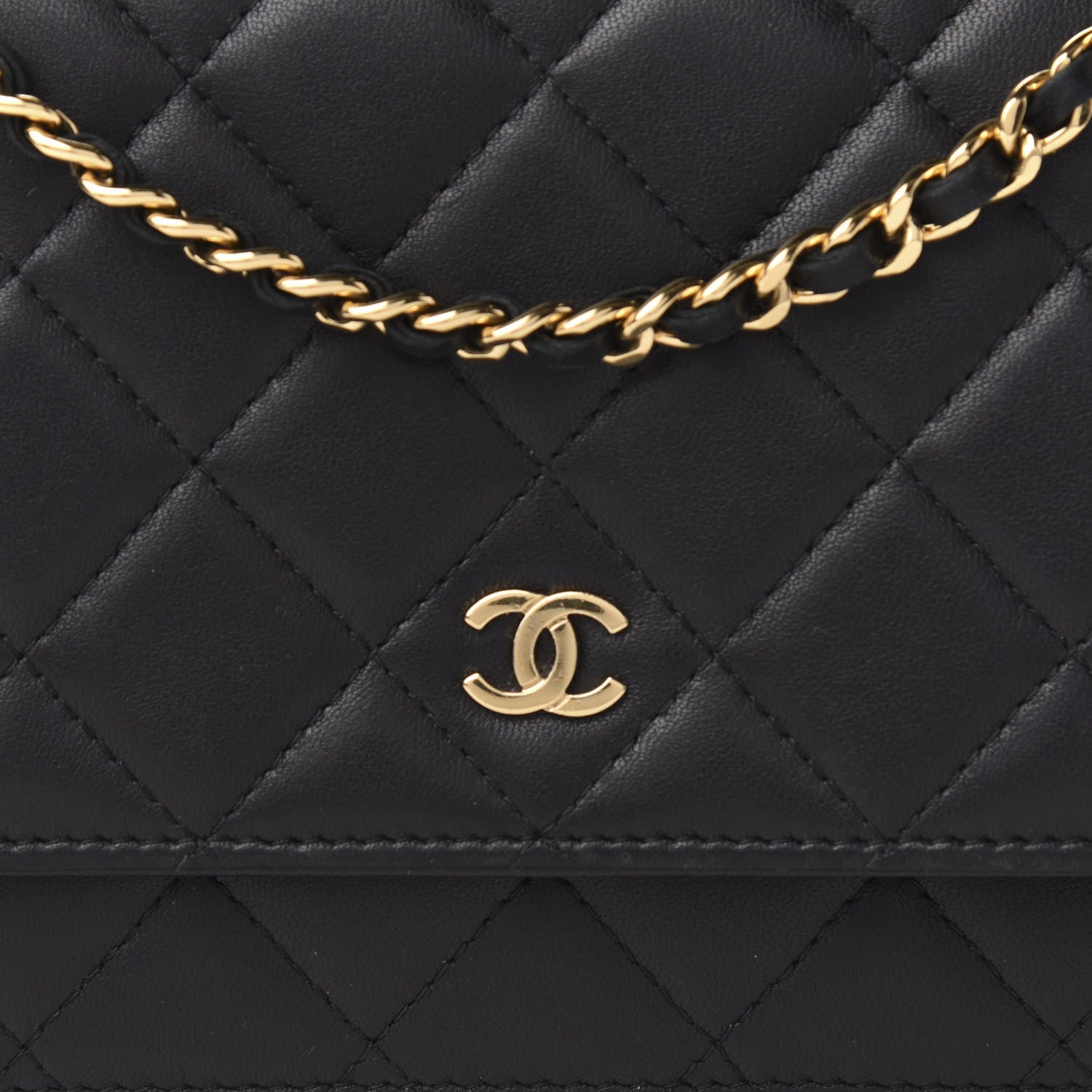 Chanel Lambskin Quilted Wallet On Chain WOC Black 10 of 11