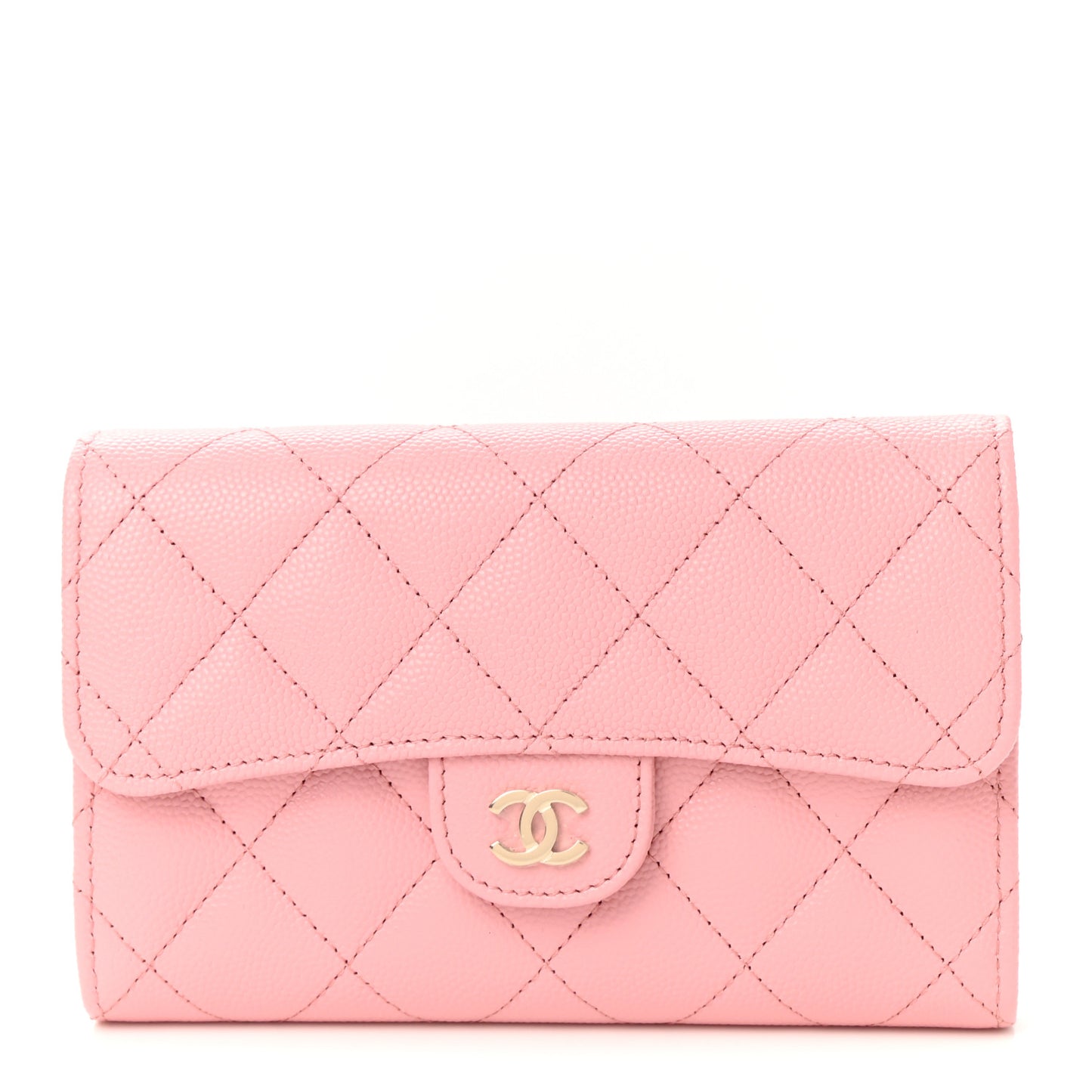 Caviar Quilted Medium Flap Wallet Pink