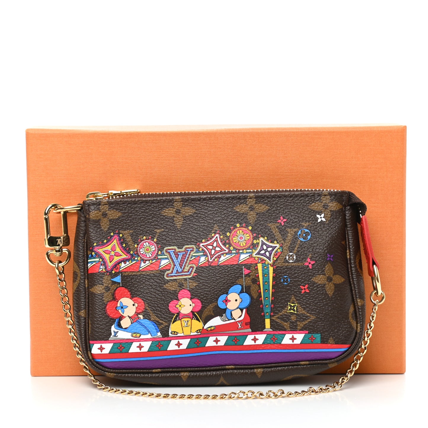 Monogram 2020 Christmas Animation Bumper Cars Mini Pochette Accessories Coquelicot