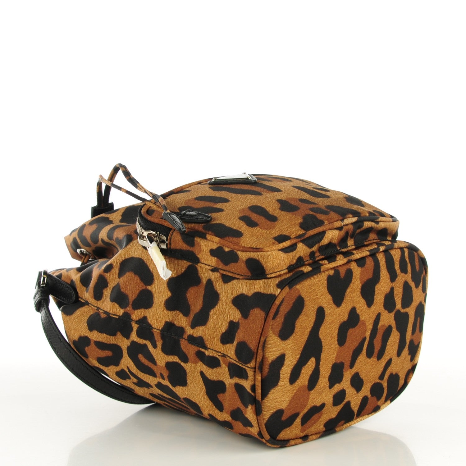 Prada Tessuto Nylon Leopard Print Mini Bucket Bag Miele 5 of 10
