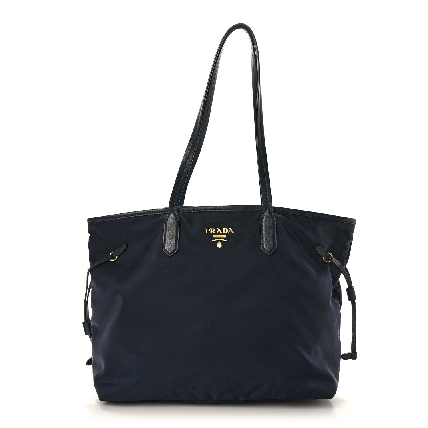 Prada Tessuto Nylon Saffiano Tote Navy 1 of 8