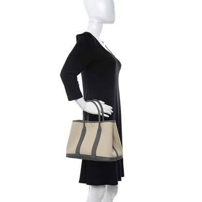Hermes Toile Militaire Vache Country Garden Party 30 TPM Tote Beton Gris Meyer 2 of 11
