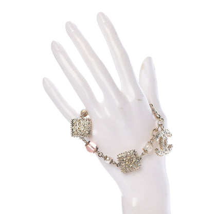 Chanel Pearl Beaded Crystal CC Bracelet Pink Gold 2 of 6