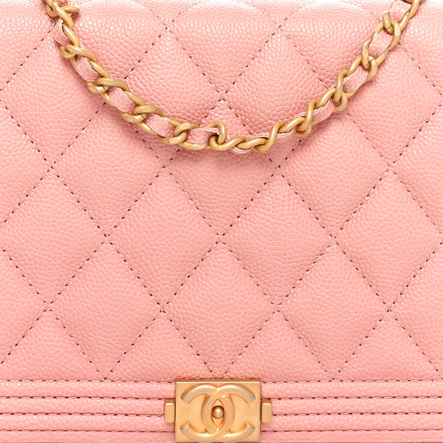Chanel Caviar Quilted Boy Wallet On Chain WOC Pink 8 of 10