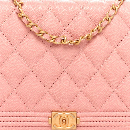 Chanel Caviar Quilted Boy Wallet On Chain WOC Pink 8 of 10