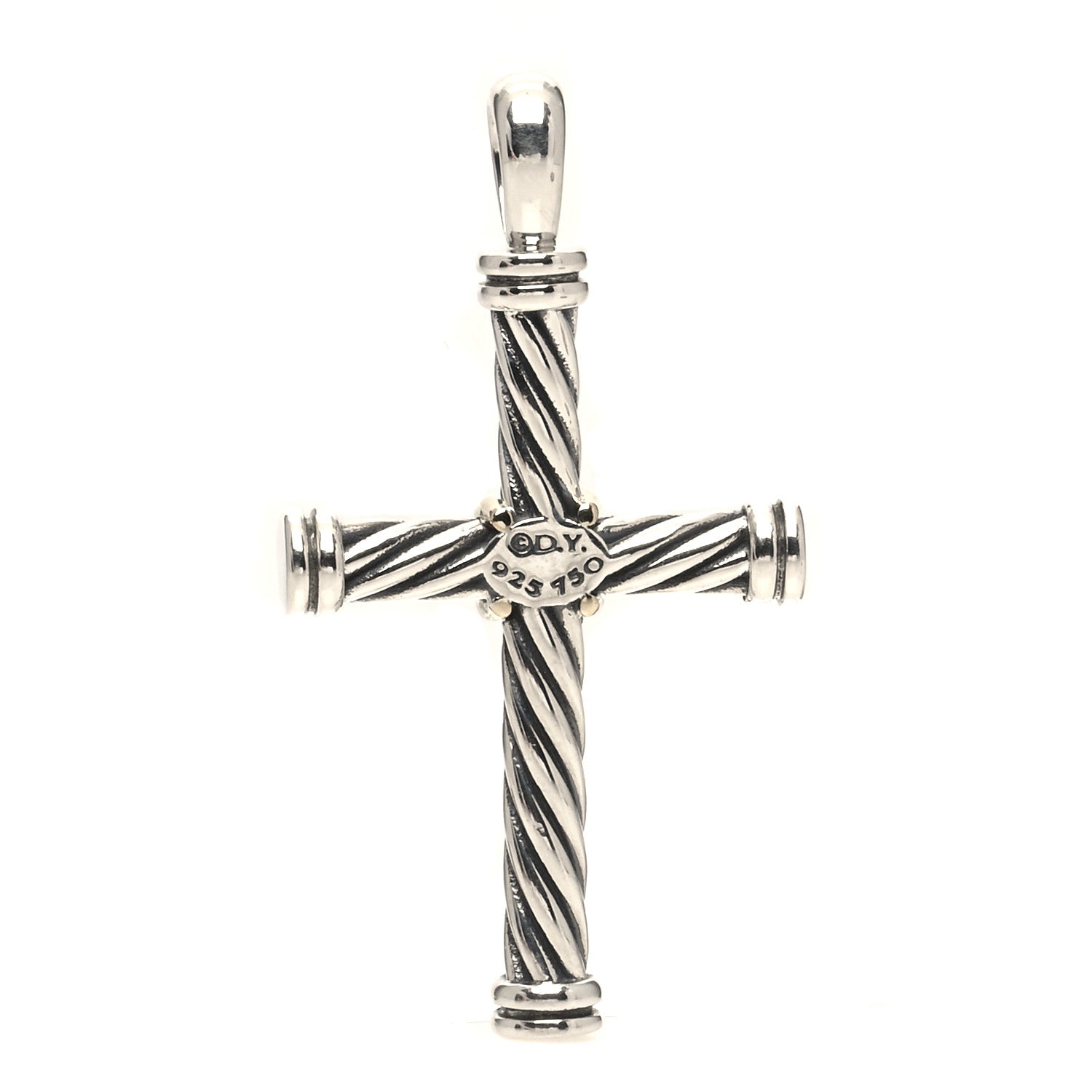 David Yurman Sterling Silver 18K Yellow Gold 35mm Mens X Cross Pendant 3 of 6