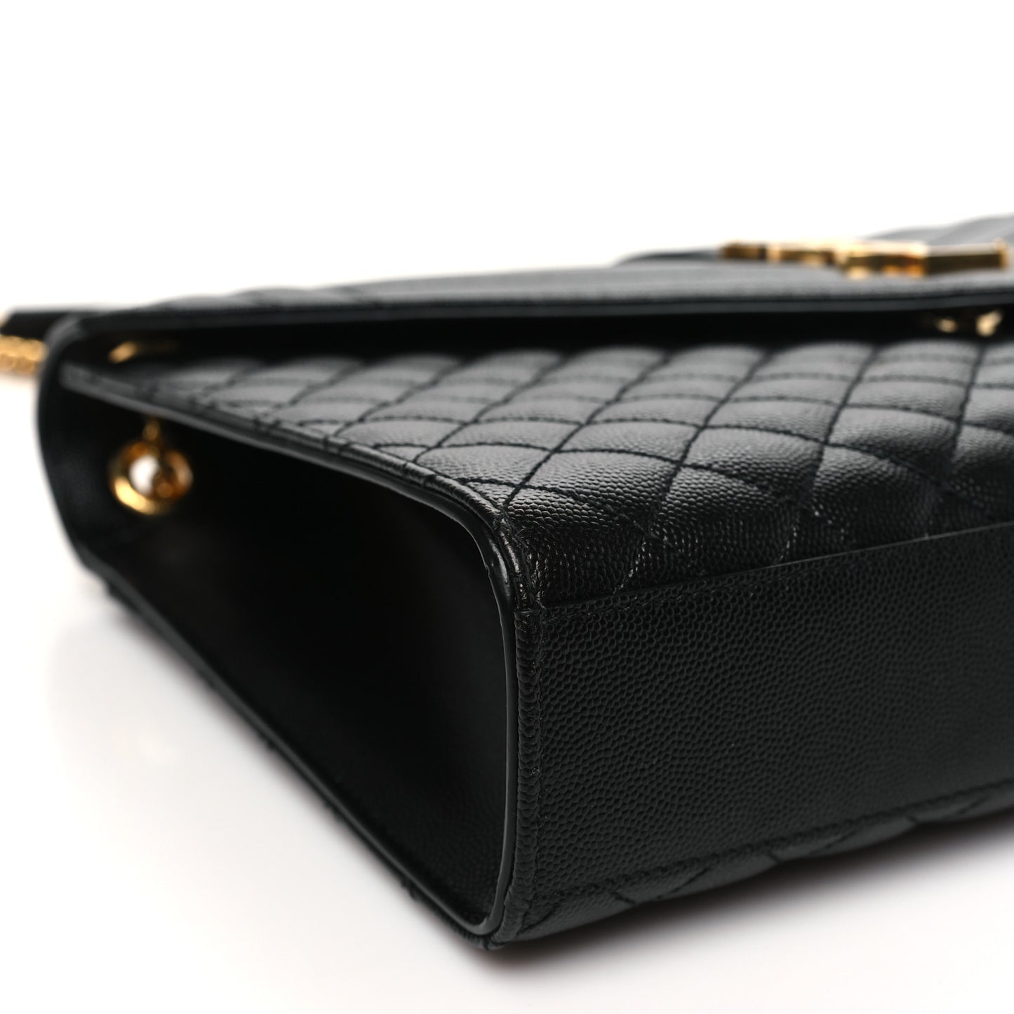 Grain De Poudre Textured Mixed Matelasse Large Triquilt Monogram Satchel Black