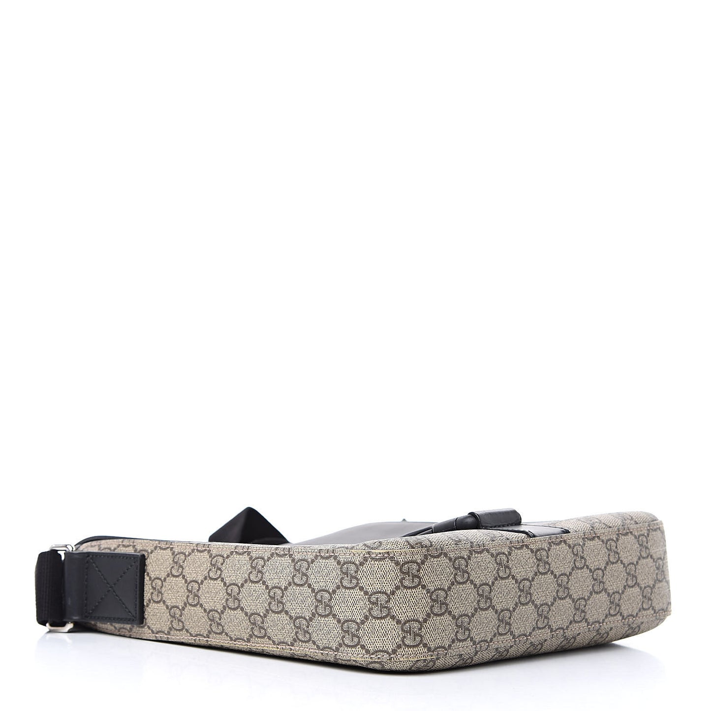 GG Supreme Monogram Single Buckle Flap Messenger Bag Beige Black