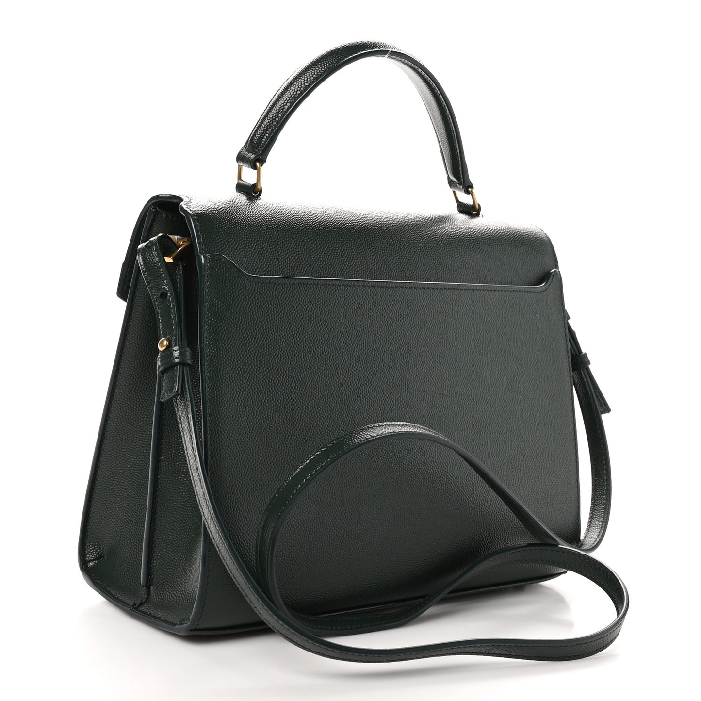 Grain de Poudre Medium Classic Monogram Cassandra Top Handle Vert Fonce