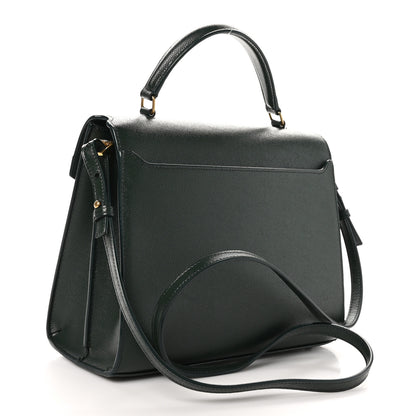 Saint Laurent Grain de Poudre Medium Classic Monogram Cassandra Top Handle Vert Fonce 4 of 11