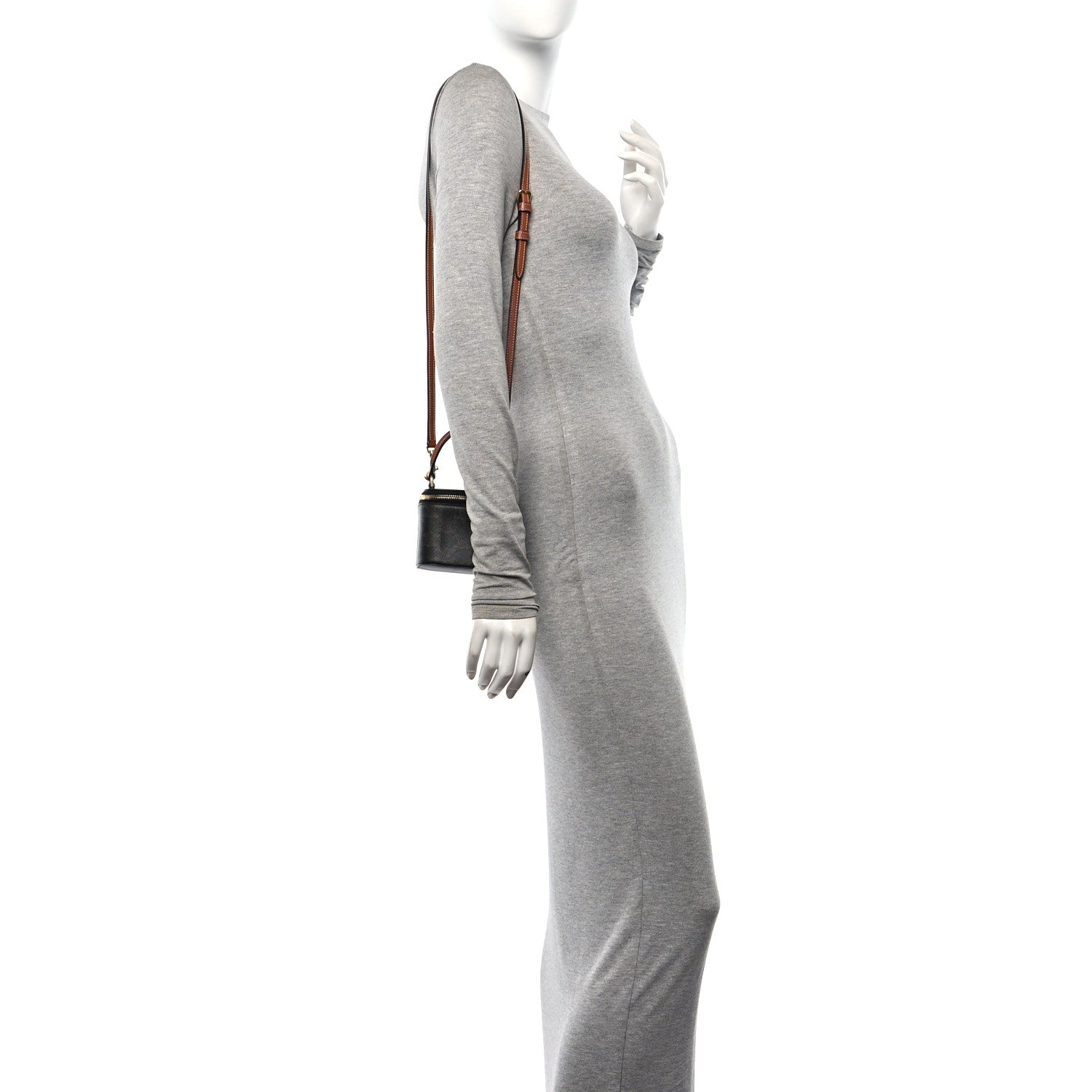 Celine Triomphe Canvas Calfskin Mini Vanity Case Tan 2 of 10