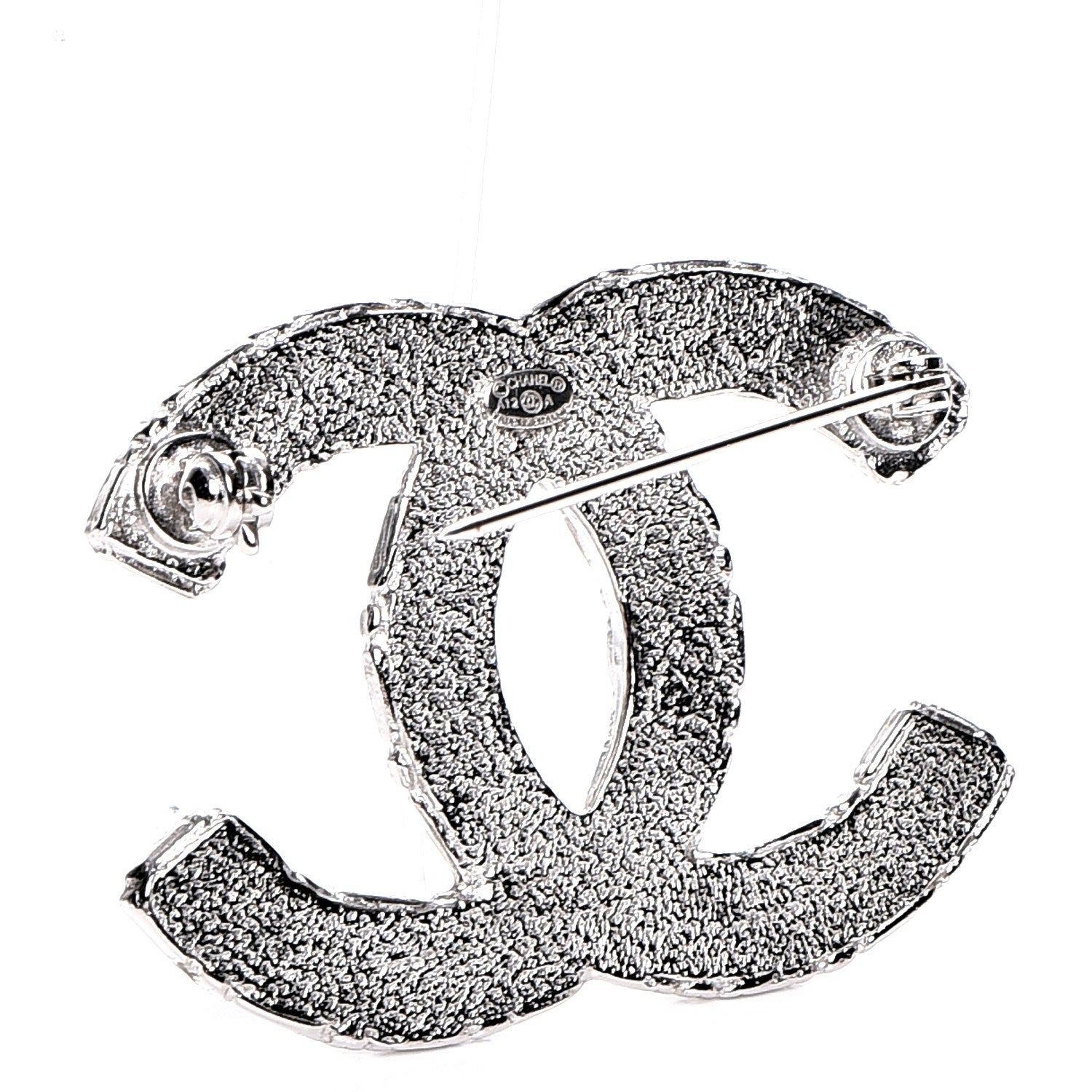 Chanel Crystal CC Brooch Silver 3 of 4
