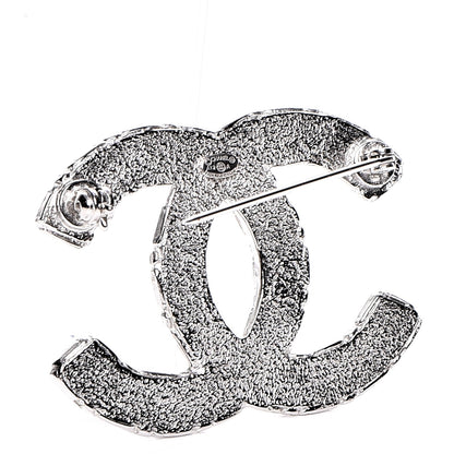 Chanel Crystal CC Brooch Silver 3 of 4