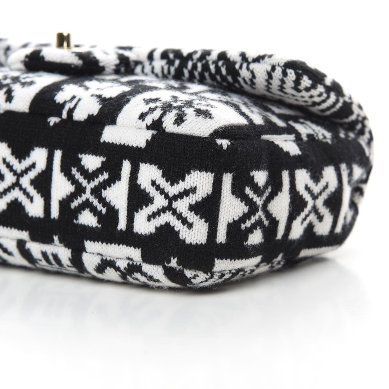 Chanel Cashmere Knit Coco Neige Flap Black White 10 of 10