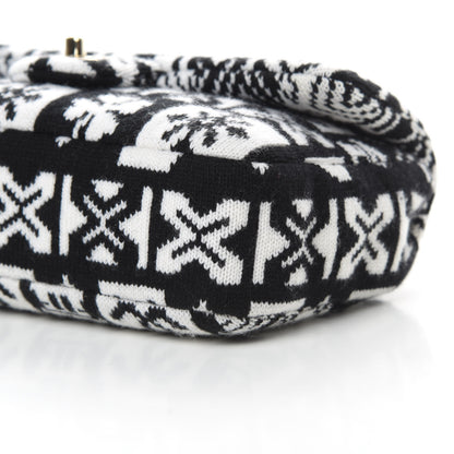 Chanel Cashmere Knit Coco Neige Flap Black White 10 of 10