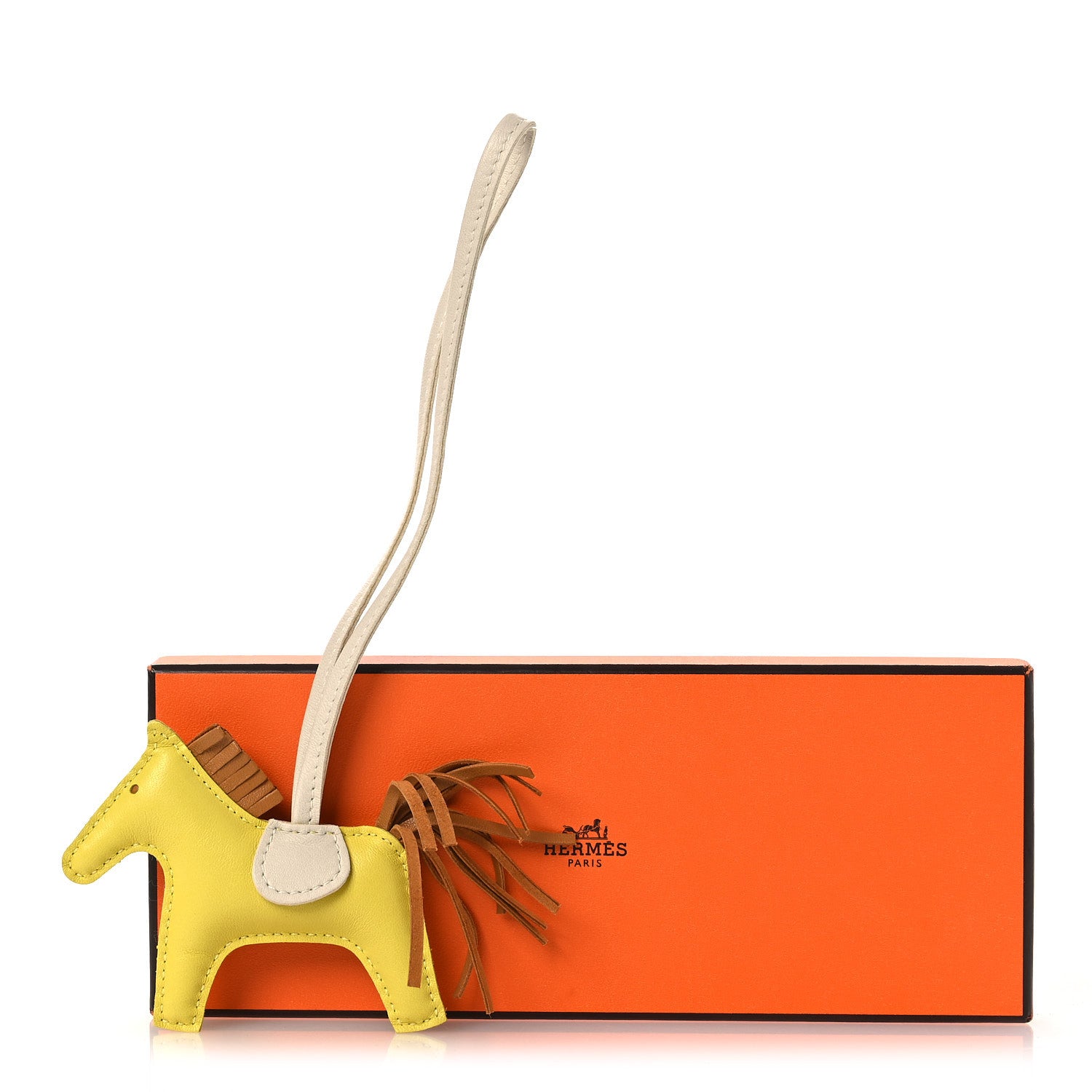 Hermes Milo Lambskin Grigri Rodeo Horse Bag Charm PM Lime Sesame