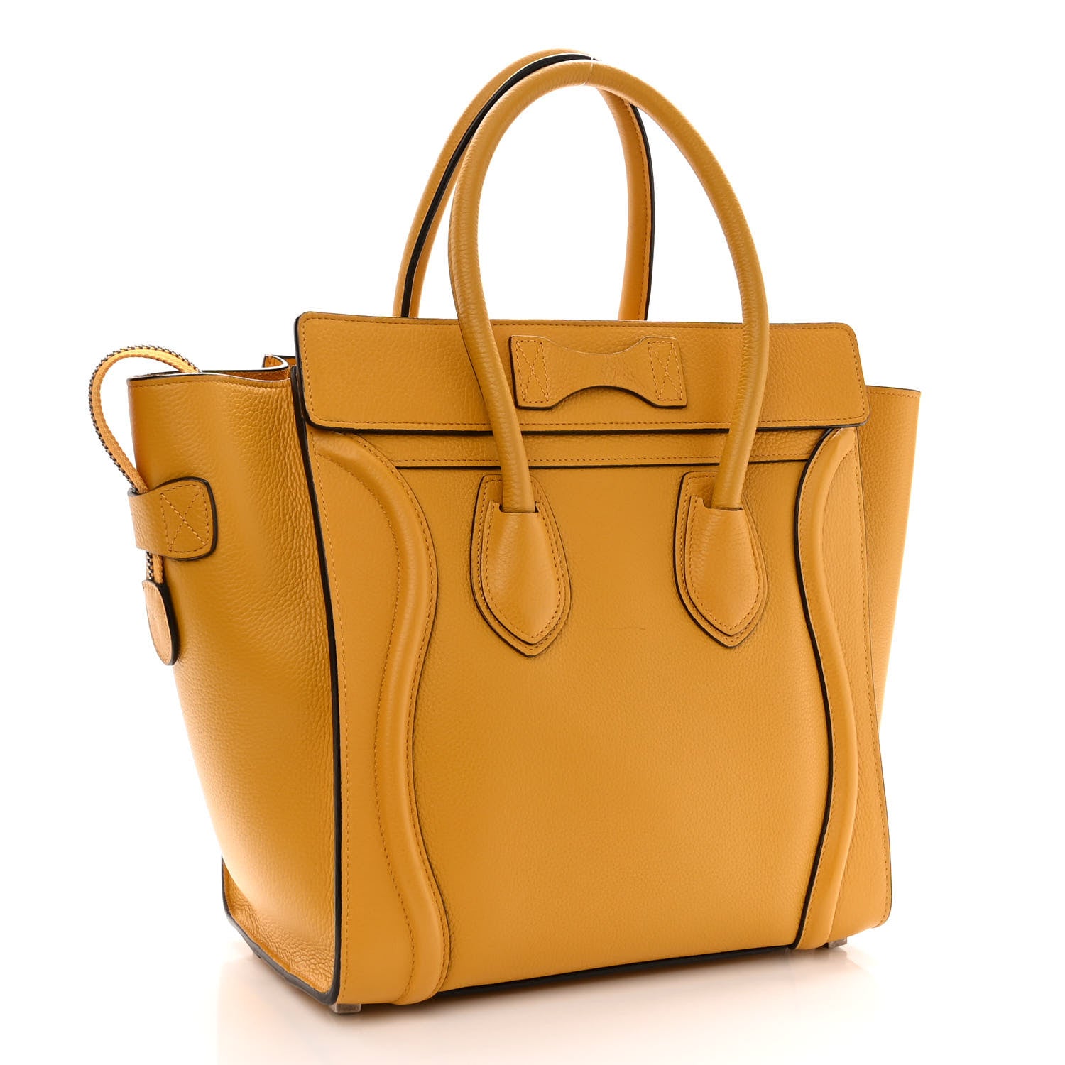 Celine Drummed Calfskin Micro Luggage Ocre 3 of 11