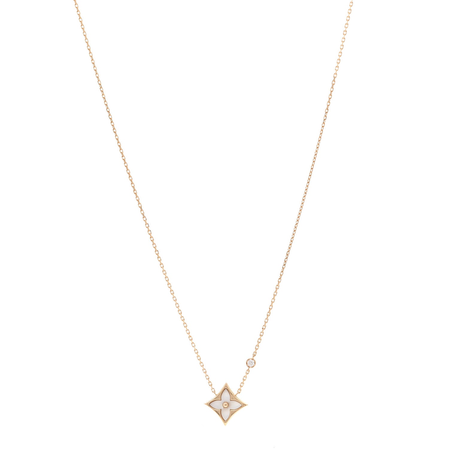 Louis Vuitton 18K Pink Gold Diamond Mother of Pearl Color Blossom BB Star Pendant Necklace 1 of 6