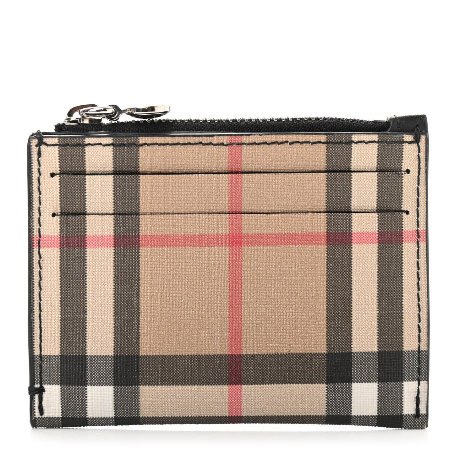 Coated Canvas House Check Coin Case Card Holder