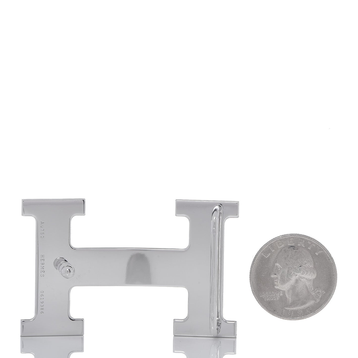 18K White Gold Diamond 38mm H Belt Buckle
