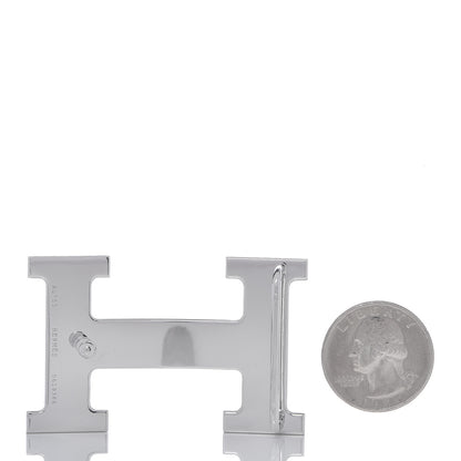 Hermes 18K White Gold Diamond 38mm H Belt Buckle 2 of 4