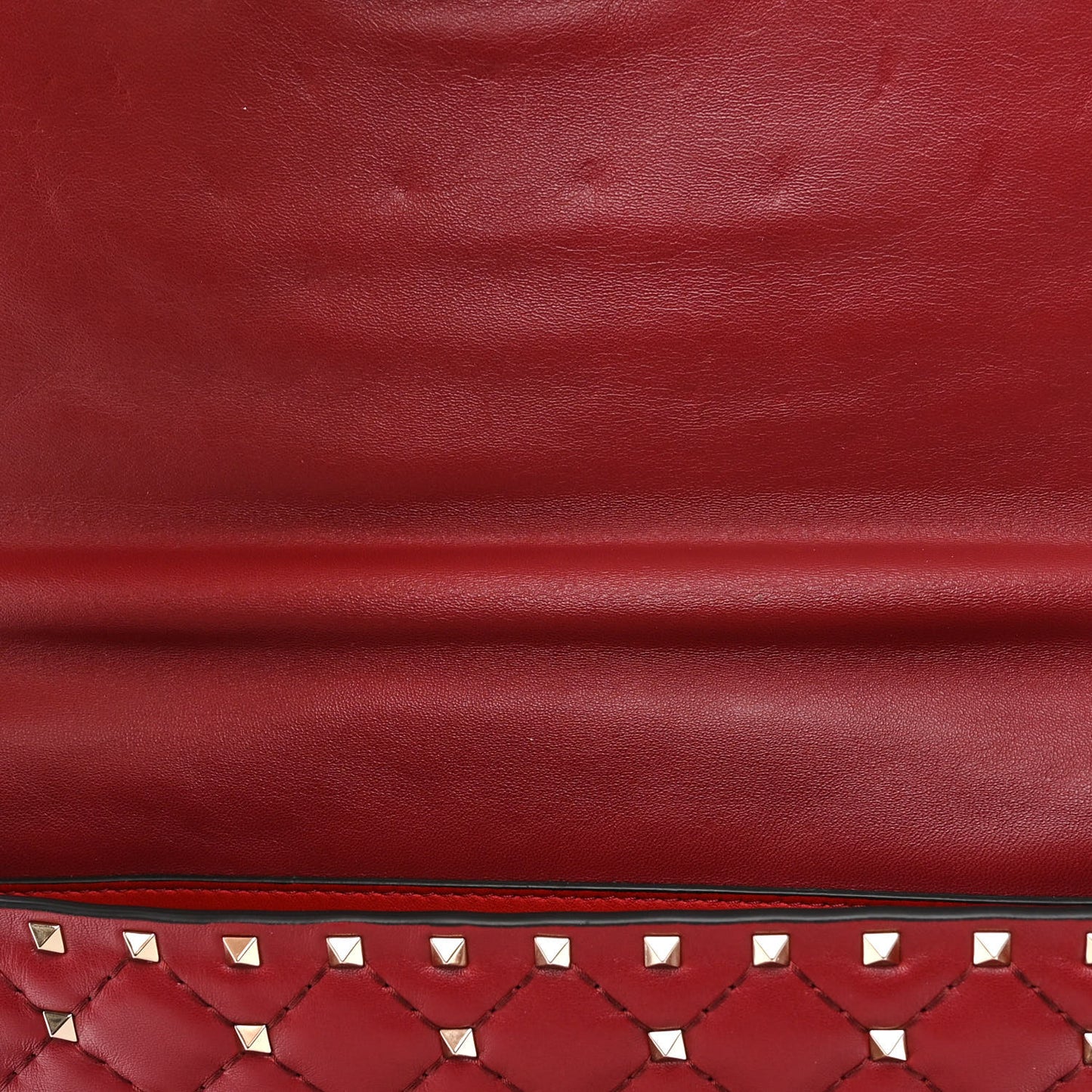 Lambskin Large Rockstud Spike Shoulder Bag Red