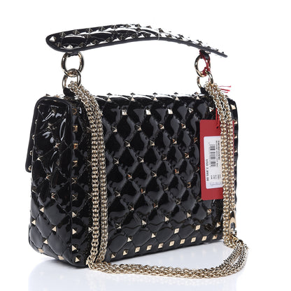 Valentino Garavani Patent Medium Rockstud Spike Shoulder Bag Black 3 of 10