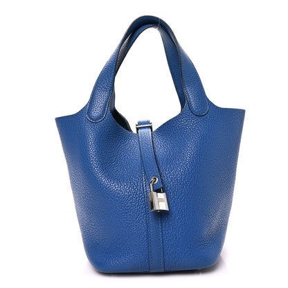 Hermes Taurillon Clemence Picotin Lock 18 PM Bleu France 1 of 10