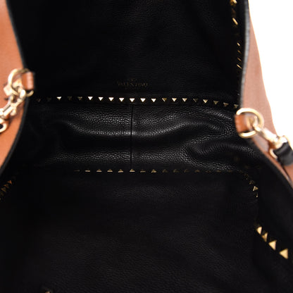 Valentino Garavani Pebbled Calfskin Medium Rockstud Reversible Tote Black Light Cuir 15 of 22