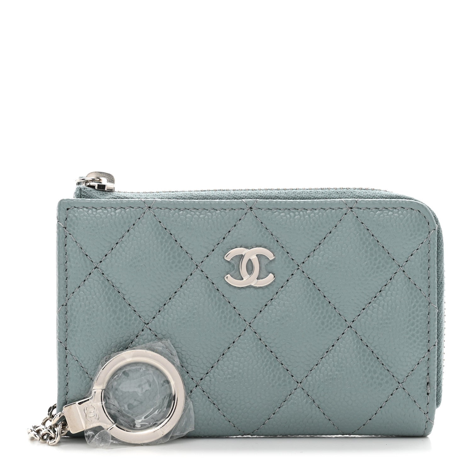 Chanel Caviar Quilted Zipped Key Holder Case Blue 1 of 9