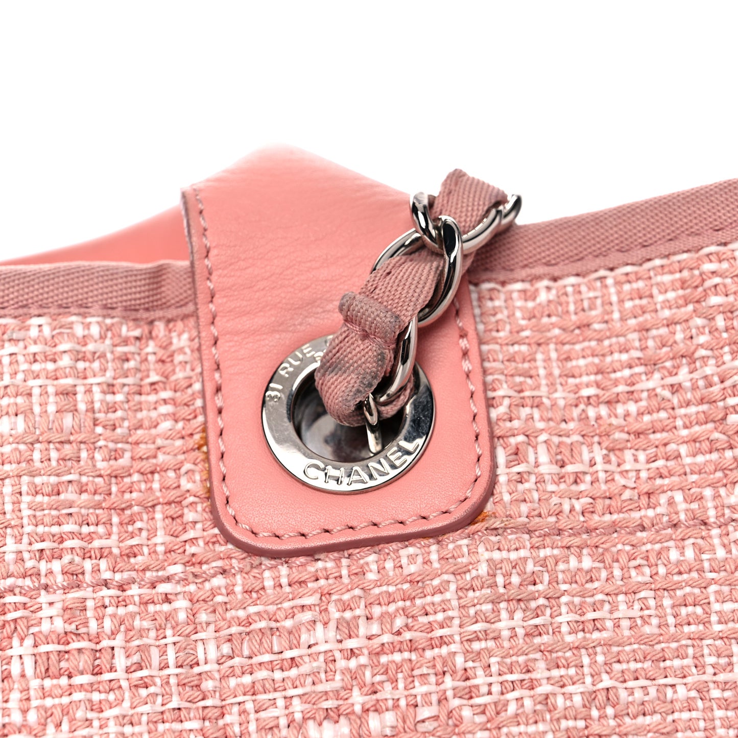 Straw Lurex Large Deauville Tote Pink